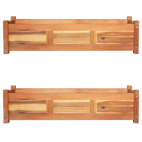 vidaXL Ζαρντινιέρες Υπερυψωμένες 2 τεμ. 100x30x25 εκ. από Ξύλο Ακακίας