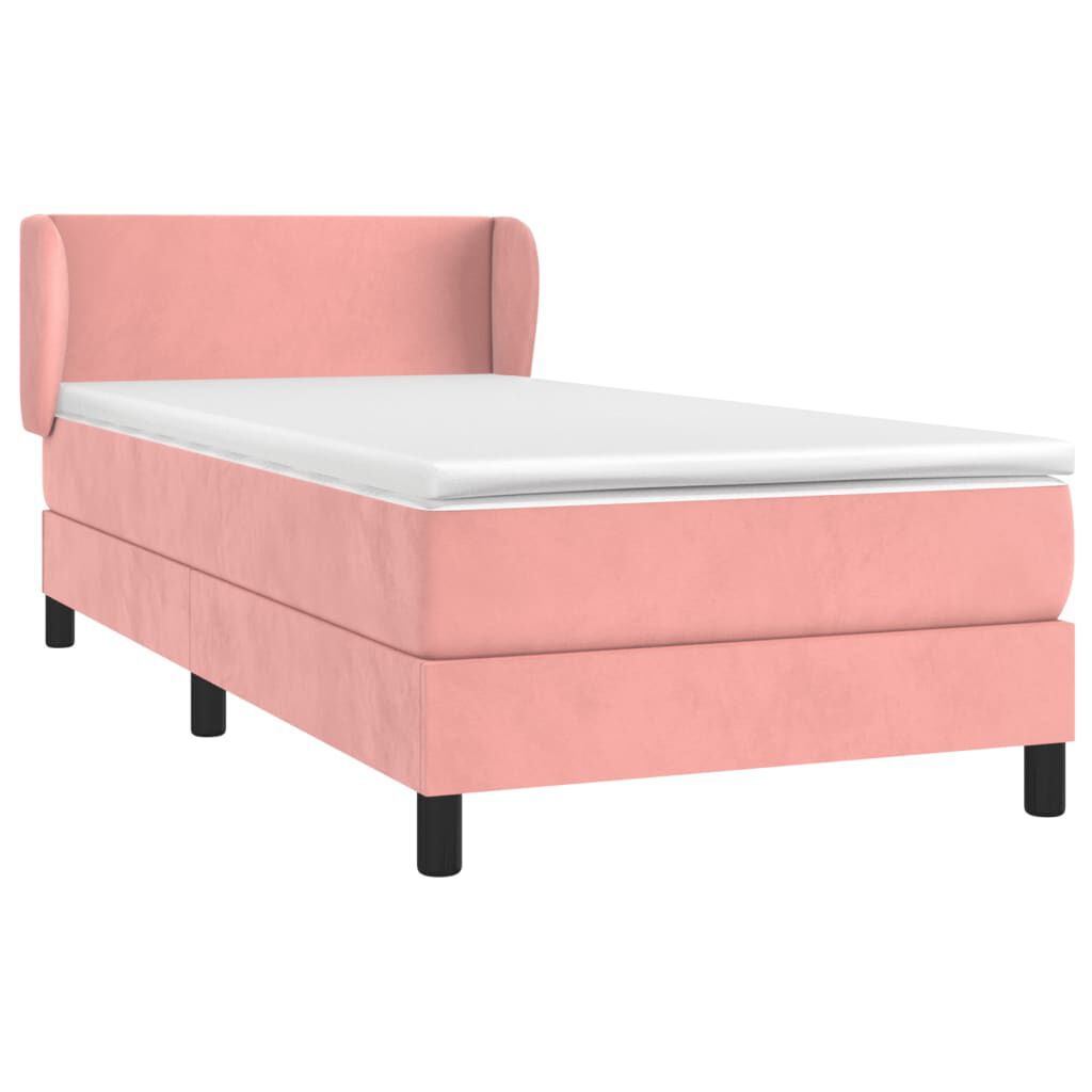 vidaXL Κρεβάτι Boxspring με Στρώμα Ροζ 80 x 200 εκ. Βελούδινο