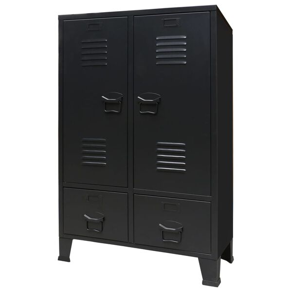 vidaXL Ντουλάπι με Βιομηχανικό Στιλ Μαύρο 67 x 35 x 107 εκ. Μεταλλικό