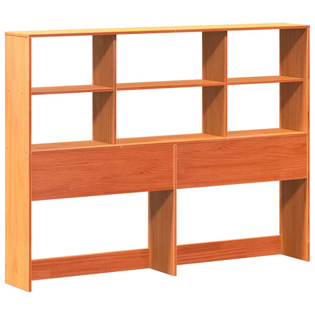 vidaXL Κρεβάτι Βιβλιοθήκη Χωρίς Στρώμα Καφέ 135x190 εκ Μασίφ Πεύκο