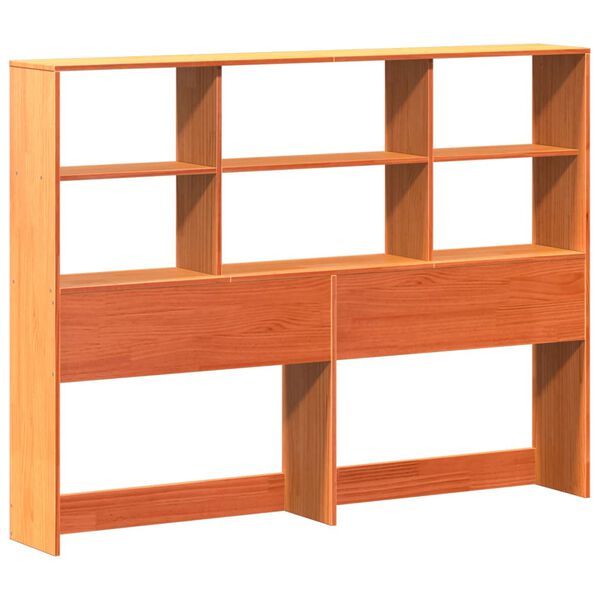 vidaXL Κρεβάτι Βιβλιοθήκη Χωρίς Στρώμα Καφέ 135x190 εκ Μασίφ Πεύκο