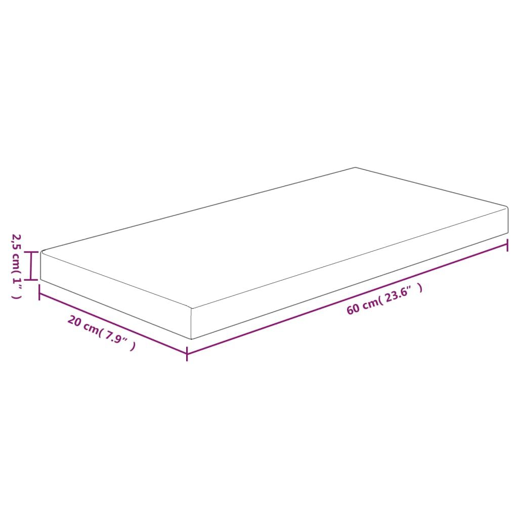 vidaXL Ράφι 60x20x2,5 εκ. από Ακατέργαστο Μασίφ Ξύλο Δρυός