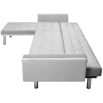 vidaXL Καναπές-Κρεβάτι Γωνιακός Λευκός/Γκρι 218x155x69 εκ. Υφασμάτινος