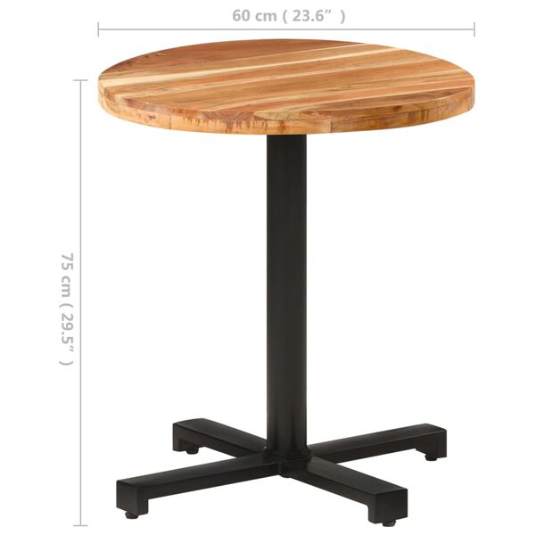 vidaXL Τραπέζι Bistro Στρογγυλό Ø70 x 75 εκ. Μασίφ Ξύλο Ακακίας