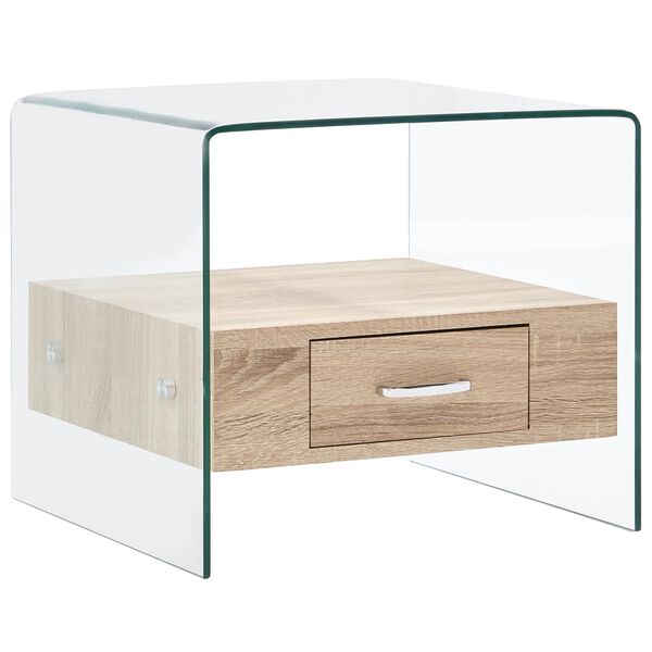 vidaXL Τραπεζάκι Σαλονιού με Συρτάρι 50 x 50 x 45 εκ. από Ψημένο Γυαλί