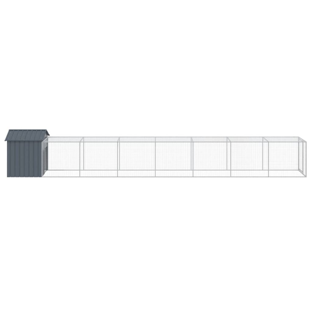 vidaXL Κλουβί για Κότες με Αυλή Ανθρακί 117x813x123 εκ. Γαλβαν. Ατσάλι