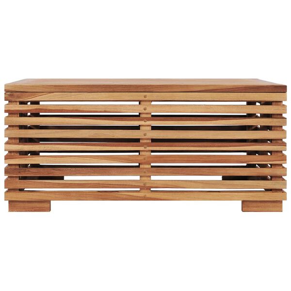 vidaXL Σετ Τραπέζι Κήπου & Υποπόδιο Μασίφ Ξύλο Teak με Κρεμ Μαξιλάρι