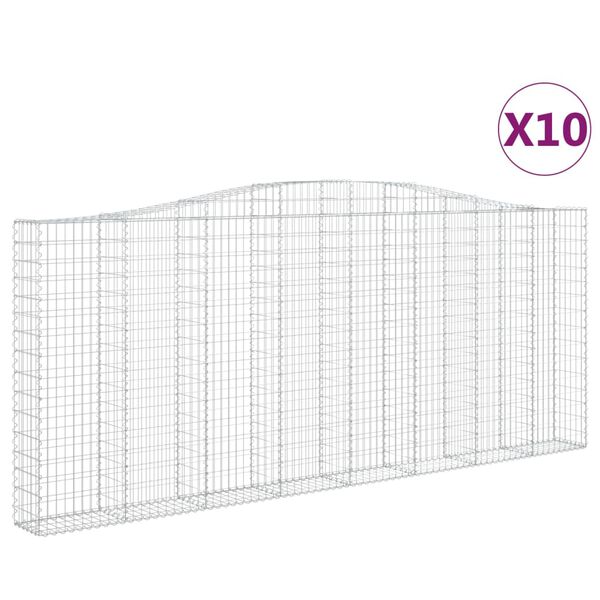 vidaXL Συρματοκιβώτια Τοξωτά 10 τεμ. 400x30x160/180 εκ. Γαλβαν. Ατσάλι