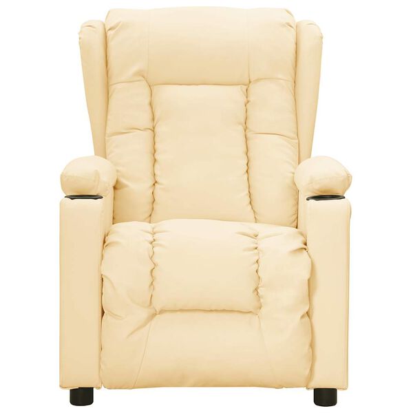 vidaXL Πολυθρόνα Μασάζ Ηλεκτρική Κρεμ από Συνθετικό Δέρμα