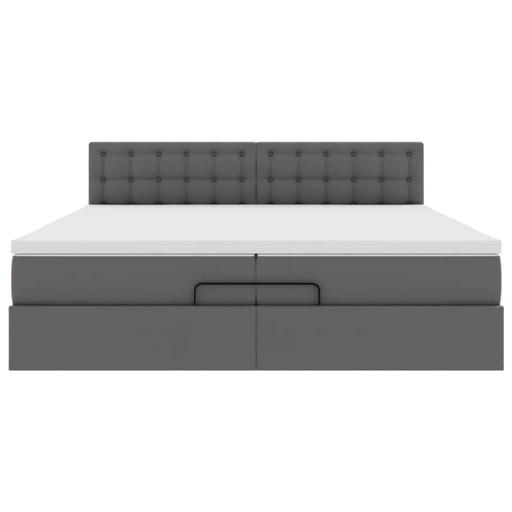 vidaXL Οθωμανικό κρεβάτι με στρώματα Γκρι 200x200cm Faux Leather