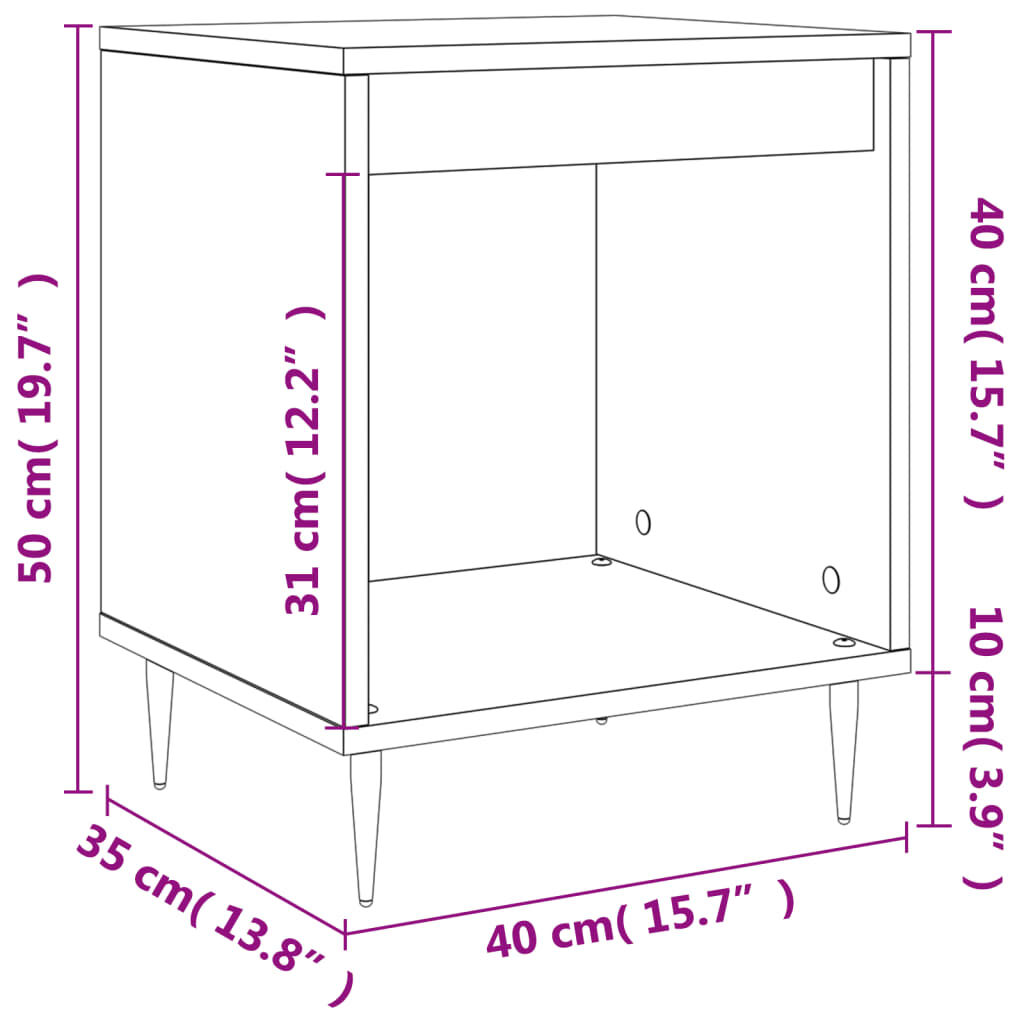 vidaXL Κομοδίνα 2 τεμ. Γκρι Sonoma 40 x 35 x 50 εκ. από Επεξεργ. Ξύλο