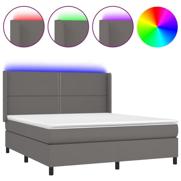 vidaXL &Kappa;&rho;&epsilon;&beta;ά&tau;&iota; Boxspring &mu;&epsilon; &Sigma;&tau;&rho;ώ&mu;&alpha; & LED &Gamma;&kappa;&rho;&iota; 180x200 &epsilon;&kappa;. &Sigma;&upsilon;&nu;&theta;. &Delta;έ&rho;&mu;&alpha;
