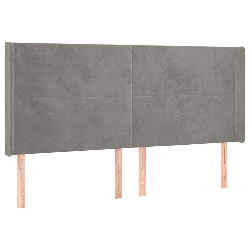 vidaXL Κρεβάτι Boxspring με Στρώμα & LED Αν.Γκρι 200x200 εκ. Βελούδινο