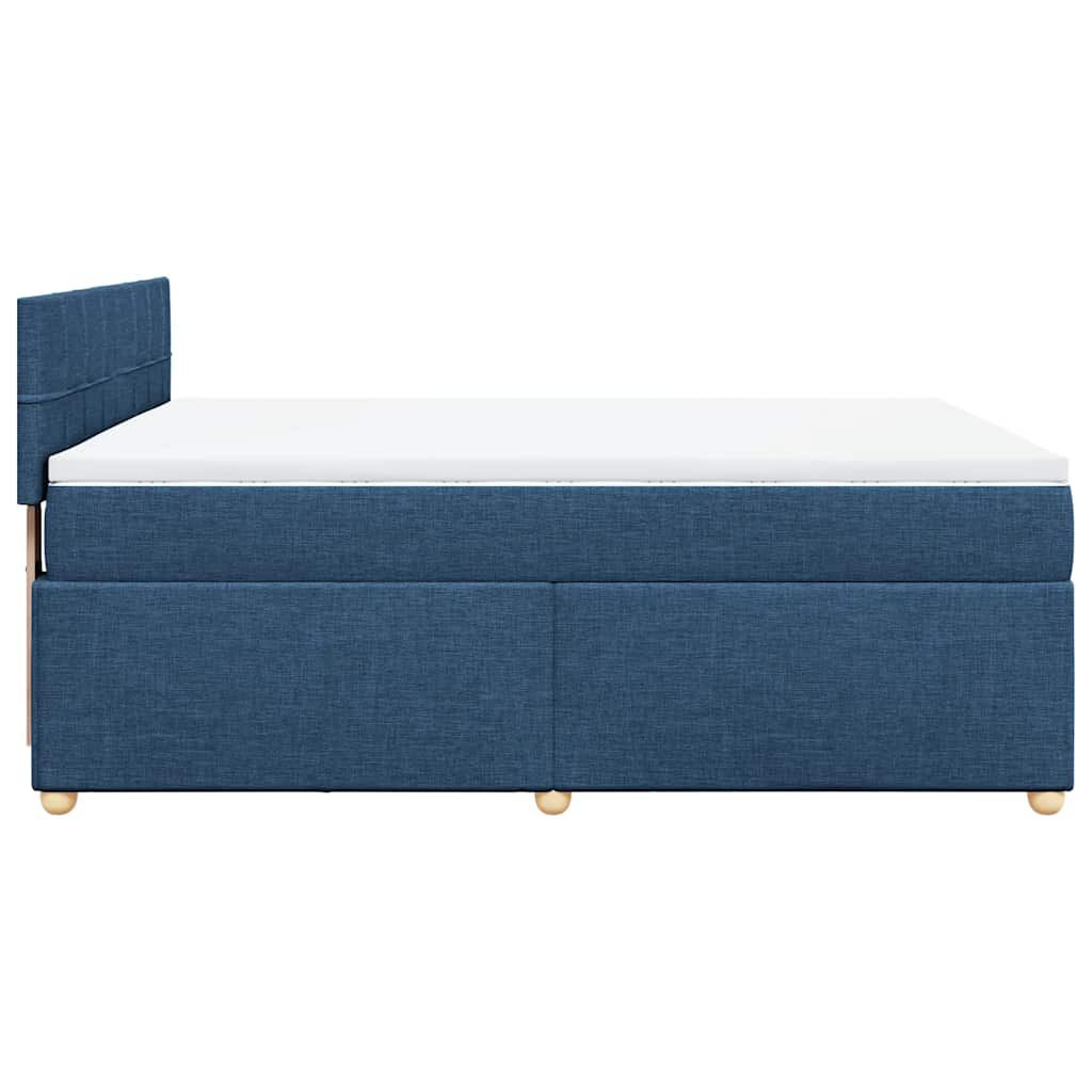 vidaXL Κρεβάτι Boxspring με Στρώμα Μπλε 140x190 εκ. Υφασμάτινο
