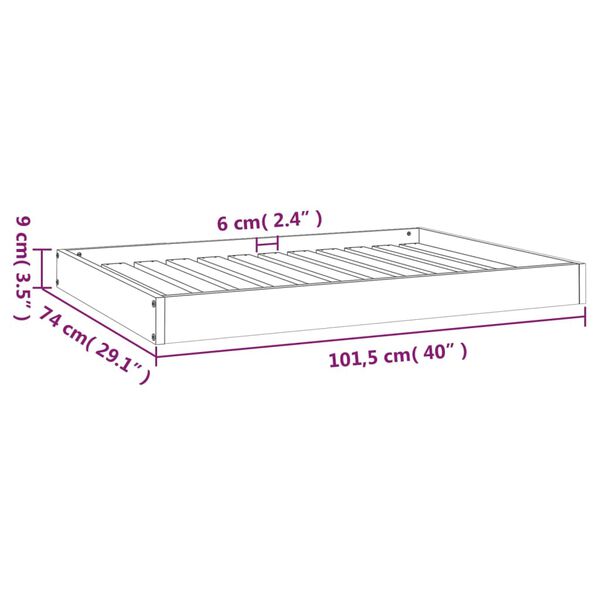 vidaXL Κρεβάτι Σκύλου 101,5 x 74 x 9 εκ. από Μασίφ Ξύλο Πεύκου