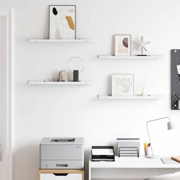 vidaXL &Rho;ά&phi;&iota; &Tau;&omicron;ί&chi;&omicron;&upsilon; &mu;&epsilon; &rho;ά&phi;&iota; &Epsilon;&pi;&iota;&tau;&omicron;ί&chi;&iota;&omicron; 4 pcs &Lambda;&epsilon;&upsilon;&kappa;ό &Mu;ά&rho;&mu;&alpha;&rho;&omicron; 60 x 9 x 3 cm