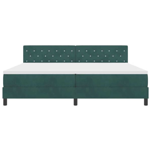 vidaXL Κρεβάτι με ελατήρια Σκούρο πράσινο 200 x 200 cm Βελούδο