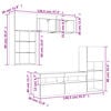 vidaXL Έπιπλα Τοίχου Τηλεόρασης 5 τεμ. LED Sonoma Δρυς από Επεξ. Ξύλο