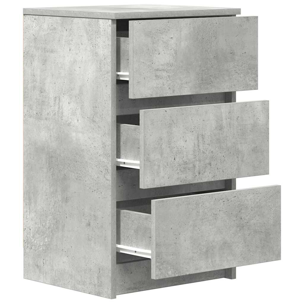 vidaXL Κομοδίνο με 3 συρτάρια Μπετόν Γκρι 39x35x65 εκ.