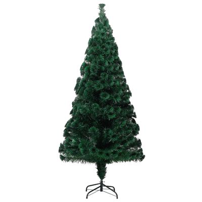vidaXL Χριστουγεννιάτικο Δέντρο Τεχν & Βάση Πράσινο Οπτικές Ίνες 210εκ