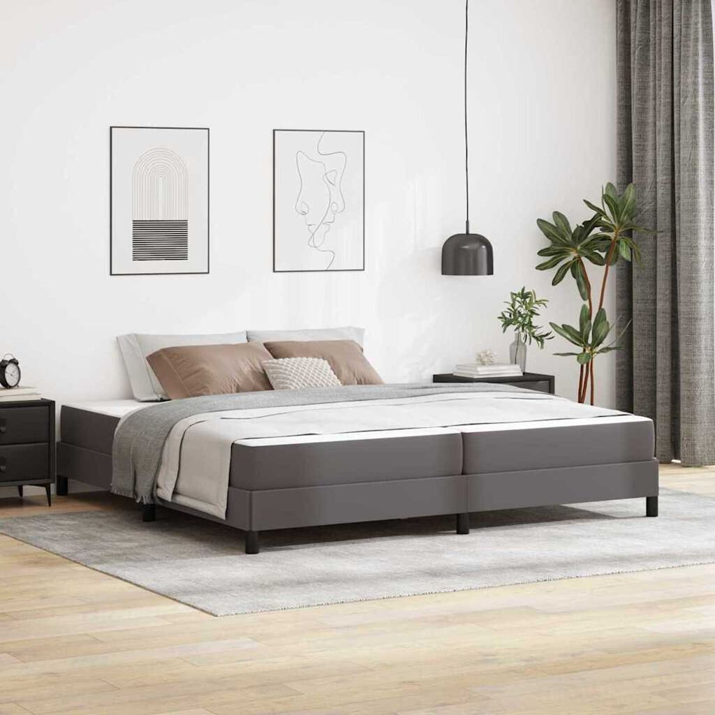 vidaXL Κρεβάτι Άλλο Γκρι 200 x 200 cm Τεχνητό δέρμα