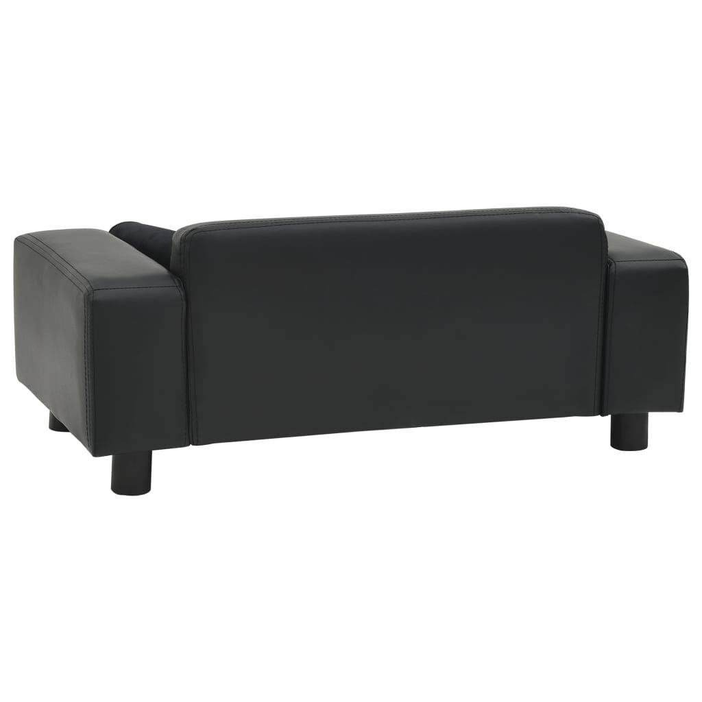 vidaXL Καναπές-Κρεβάτι Σκύλου Μαύρο 81x43x31 εκ. Βελουτέ/Συνθετ. Δέρμα