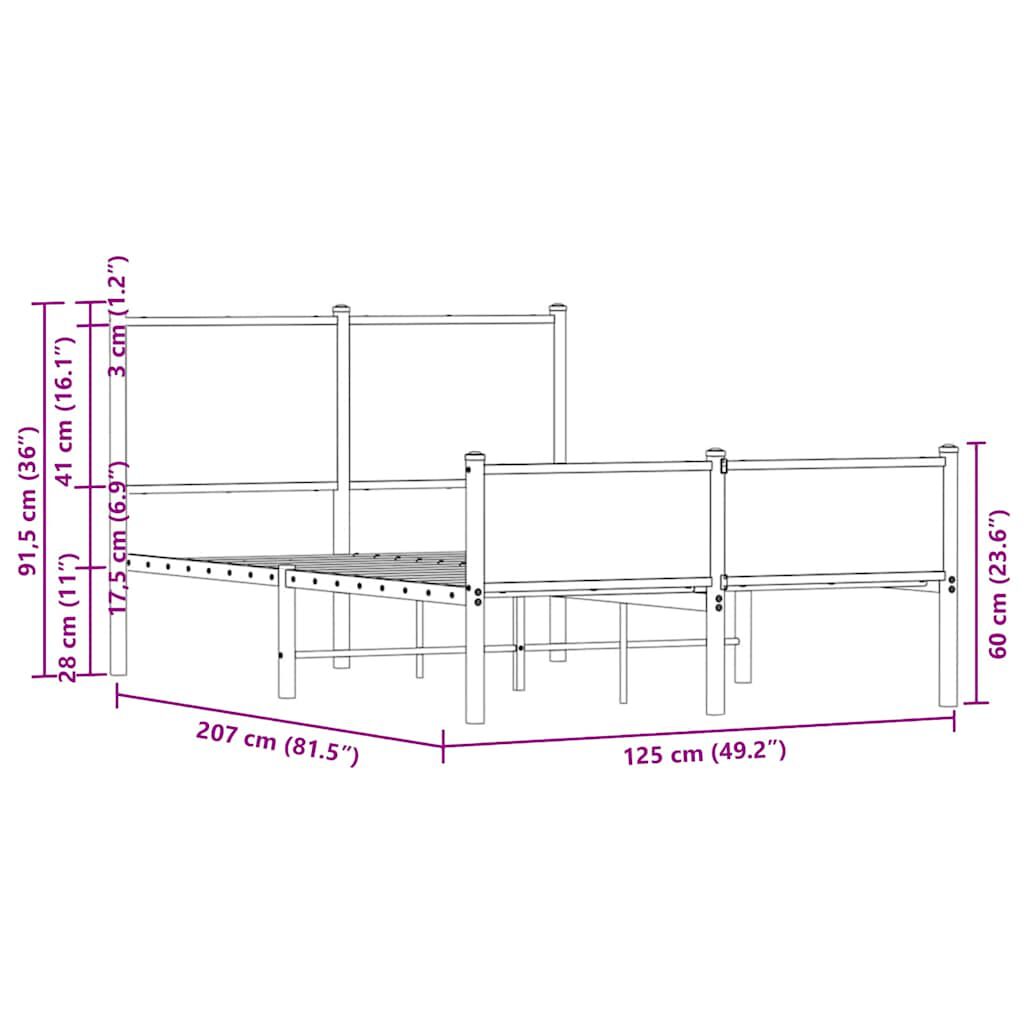 vidaXL Σκελετός Κρεβ. Χωρίς Στρώμα Sonoma Δρυς 120x200 εκ. Μεταλλικό