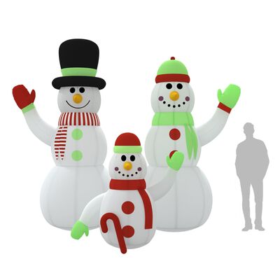 vidaXL Οικογένεια Φουσκωτών Χιονανθρώπων με LED 360 εκ.