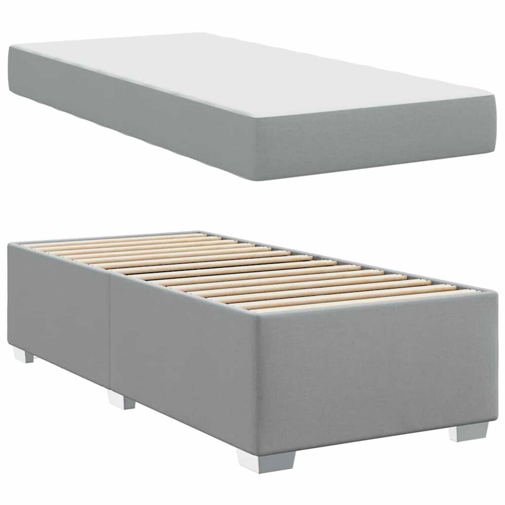 vidaXL Σκελετός Κρεβατιού Ανοιχτό γκρι 100 x 200 cm ύφασμα