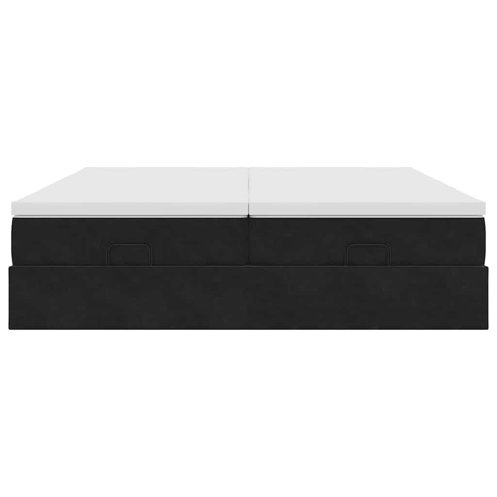 vidaXL Οθωμανικό κρεβάτι με στρώματα Μαύρο 160x200cm Velvet