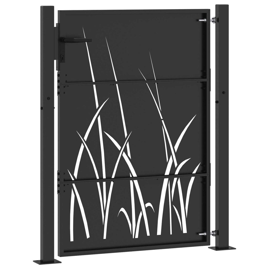 vidaXL Πύλη Κήπου Μαύρο 105 x 150 cm Ατσάλι με Επικάλυψη Πούδρας
