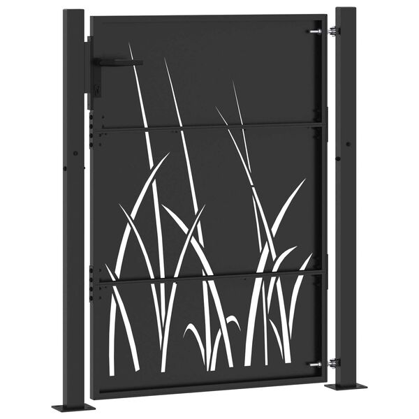 vidaXL Πύλη Κήπου Μαύρο 105 x 150 cm Ατσάλι με Επικάλυψη Πούδρας