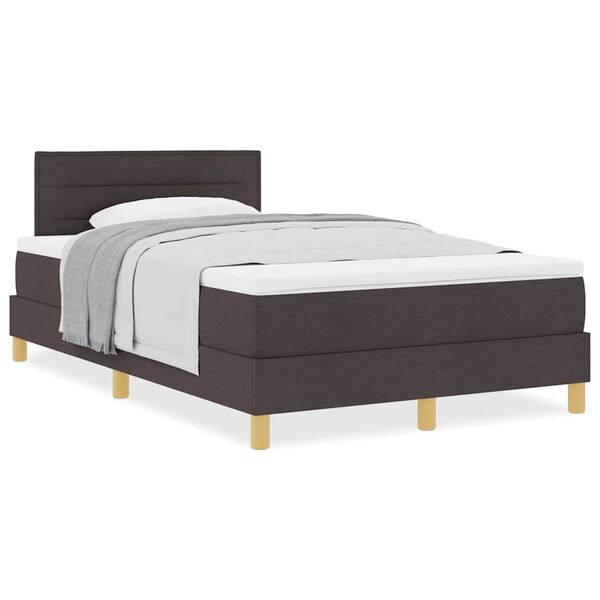 vidaXL Κρεβάτι box spring με στρώμα Σκούρο Καφέ 120 x 200 cm ύφασμα