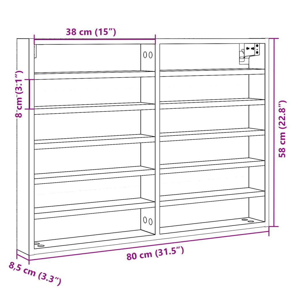 vidaXL Βιτρίνα Γκρι Σκυροδέματος 80x8,5x58 εκ. από Επεξεργασμένο Ξύλο