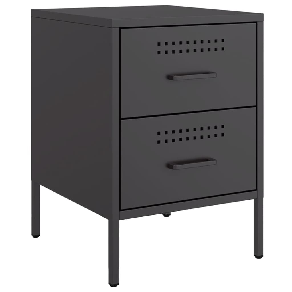vidaXL Κομοδίνο Μαύρο 36x39x50,5 εκ. από Χάλυβα