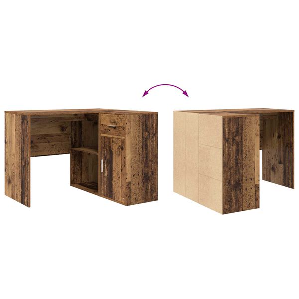 vidaXL Γωνιακό Γραφείο Παλιού Ξύλου 102x88x75 cm Επεξεργασμένο Ξύλο