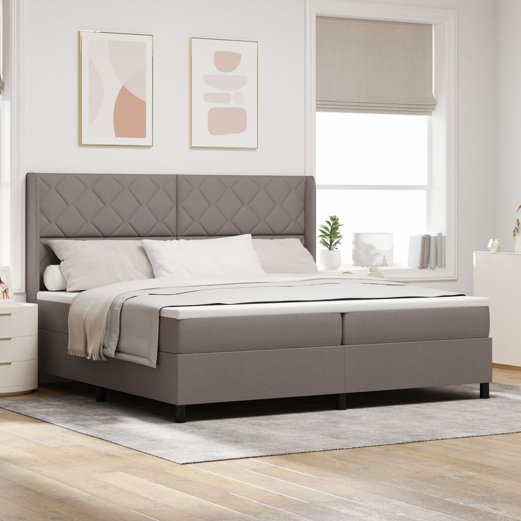 vidaXL Κρεβάτι Box Spring με Στρώμα Taupe 200x200 εκ Υφάσματος