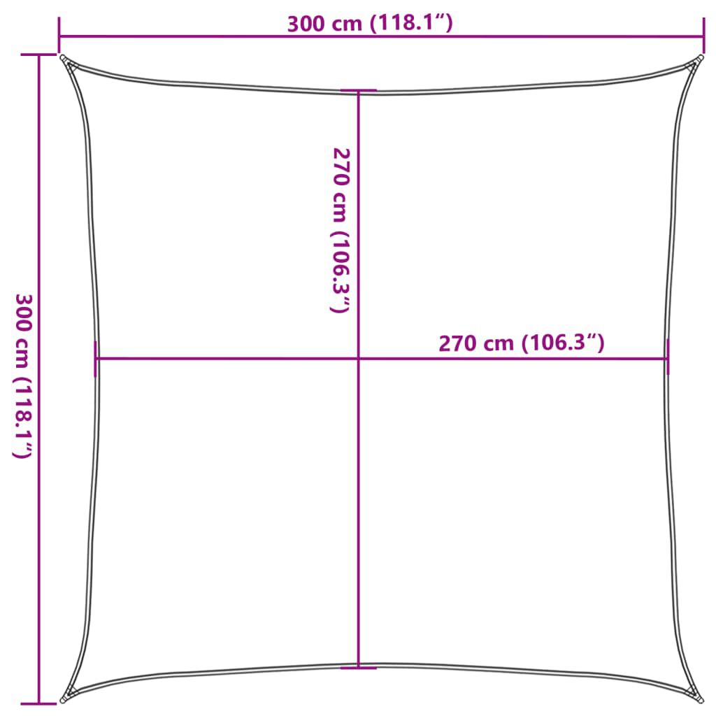 vidaXL Πανί Σκίασης Μαύρο 3 x 3 μ. από HDPE 160 γρ./μ²