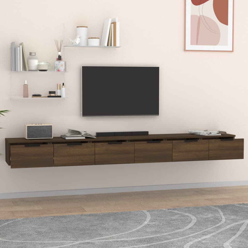 vidaXL Ντουλάπια Τοίχου 2 τεμ. Καφέ Δρυς 102x30x32 εκ. Επεξ. Ξύλο