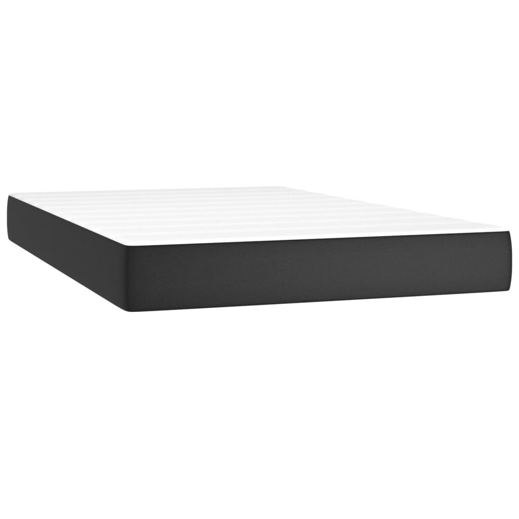 vidaXL Κρεβάτι Boxspring με Στρώμα Μαύρο 120 x 200 εκ. Συνθετικό Δέρμα