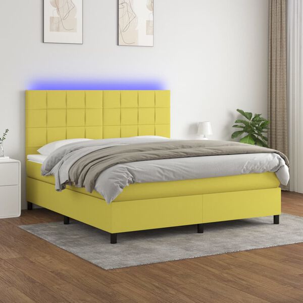 vidaXL &Kappa;&rho;&epsilon;&beta;ά&tau;&iota; Boxspring &mu;&epsilon; &Sigma;&tau;&rho;ώ&mu;&alpha; & LED &Pi;&rho;ά&sigma;&iota;&nu;&omicron; 180x200 &epsilon;&kappa; &Upsilon;&phi;&alpha;&sigma;&mu;ά&tau;&iota;&nu;&omicron;