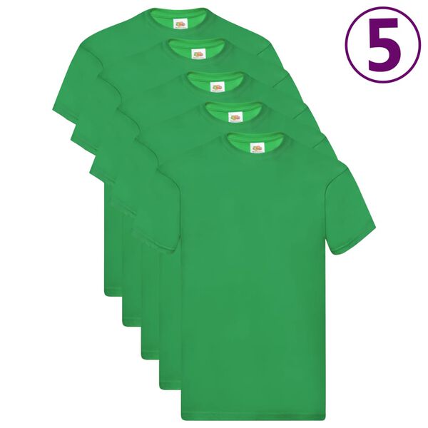 Fruit of the Loom T-shirt Original 5 τεμ. Πράσινα M Βαμβακερά