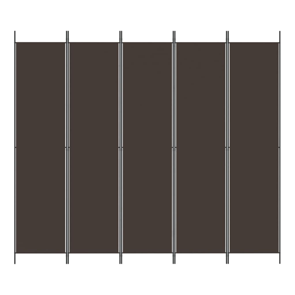 vidaXL Διαχωριστικό Δωματίου με 5 Πάνελ Καφέ 250x220 εκ. από Ύφασμα