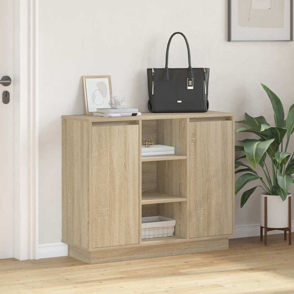 vidaXL Κομοδίνο με ράφι Δρύς Sonoma 90 x 32 x 75 εκ Επεξεργασμένο ξύλο