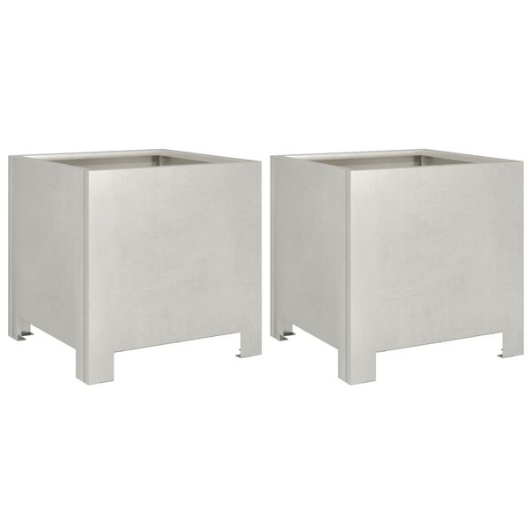 vidaXL Ζαρντινιέρες Κήπου 2 τεμ. 30x30x30 εκ. Ανοξείδωτο Ατσάλι