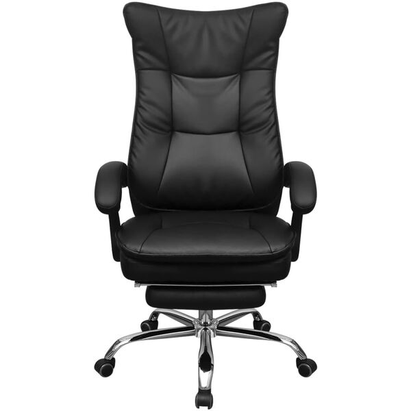 vidaXL Καρέκλα Γραφείου Ανακλινόμενη με Υποπόδιο Μαύρη