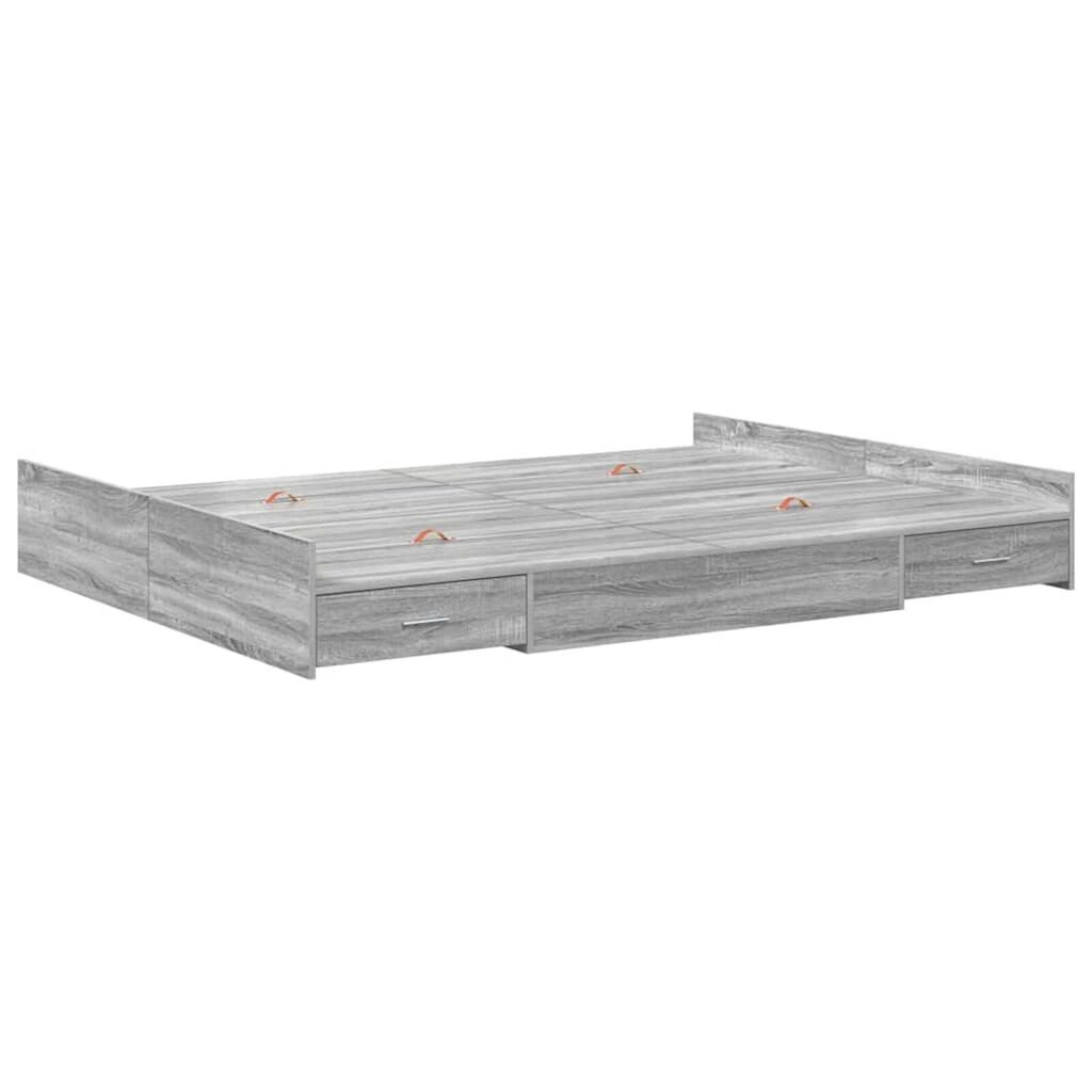 vidaXL Κρεβάτι με αποθηκευτικό χώρο Γκρι sonoma 135 x 190 cm