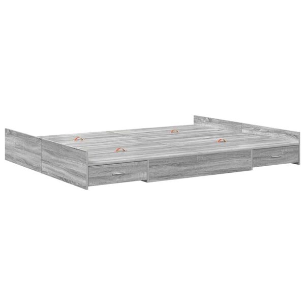 vidaXL Κρεβάτι με αποθηκευτικό χώρο Γκρι sonoma 135 x 190 cm