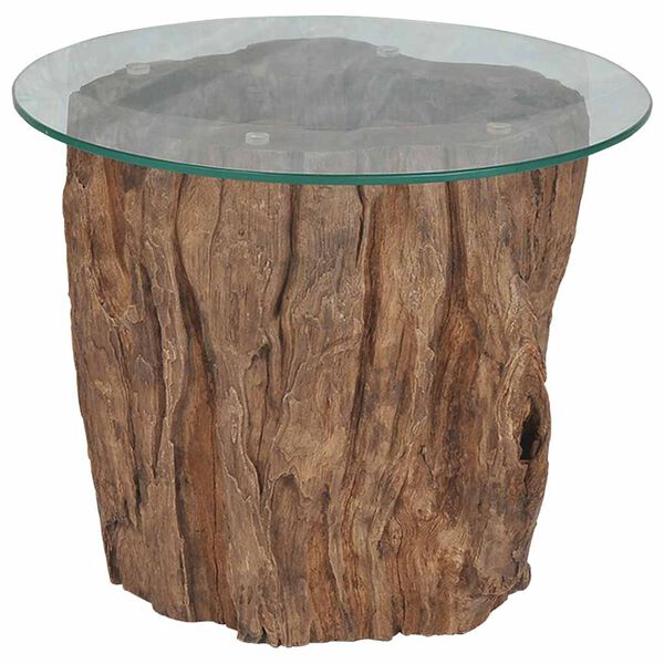 vidaXL Τραπεζάκι Σαλονιού 50 x 40 εκ. από Ξύλο Teak / Γυαλί