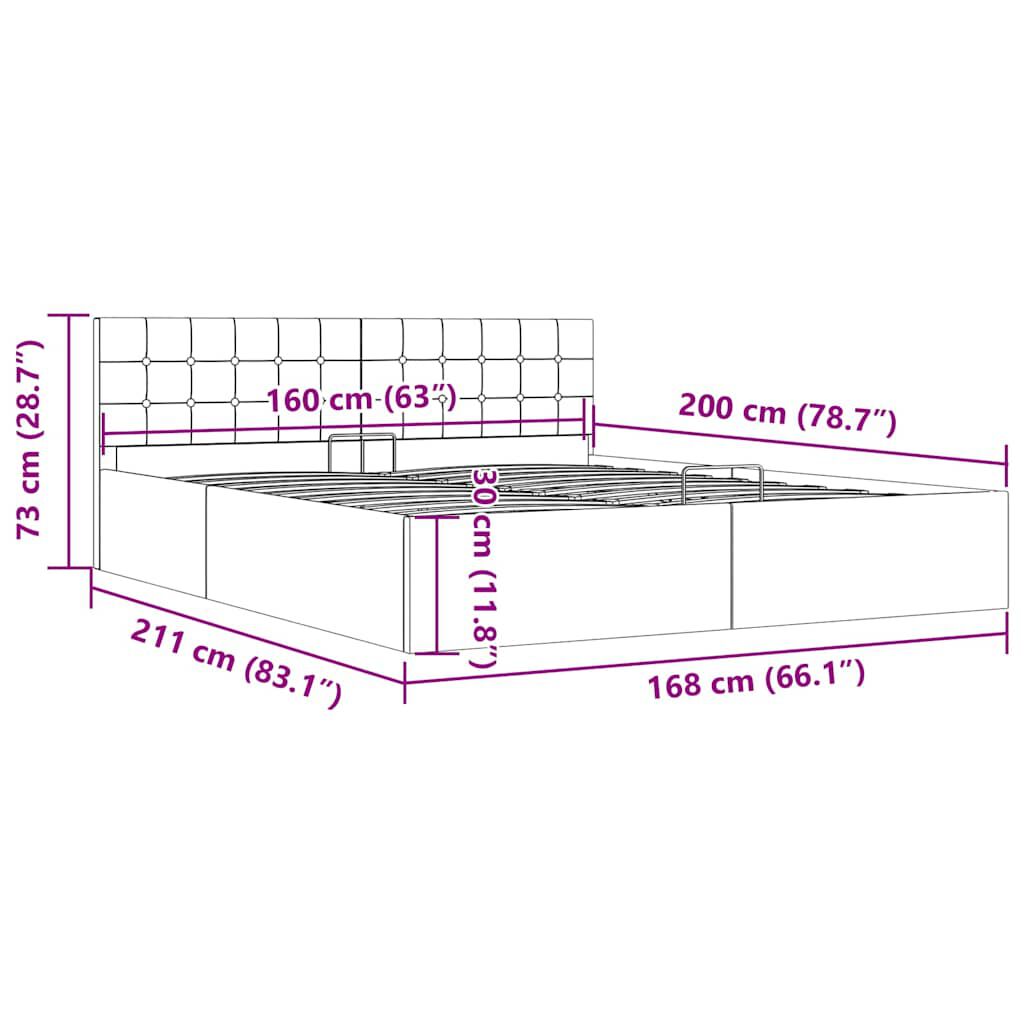 vidaXL Πλαίσιο Κρεβατιού με Αποθηκ. Χώρο Taupe 160x200 εκ. Υφασμάτινο
